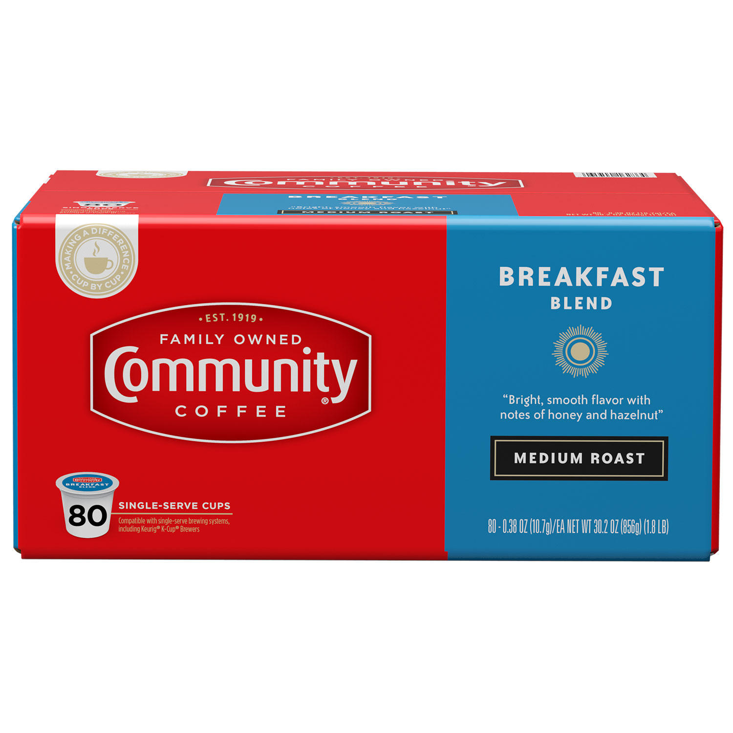 (image for) Community Coffee Single Serve Cups Breakfast Blend (80 ct.)